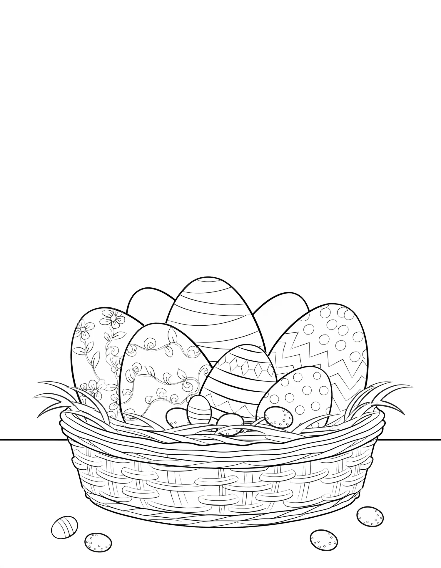 Œufs Décorés de Pâques, Coloriage pâtisserie à imprimer gratuitement